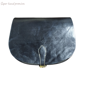 Bolso de Hombro Marroquí Negro Ónix Premium – Cuero de Grano Completo Cosido a Mano por Artesanos - Product Image 1