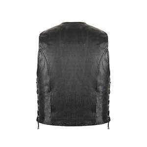 <b>Mens</b> Motocross Racing Leather Vest – Plus Size Genuine Leather Waistcoat Low MOQ Made in Pakistan - Product Image 4