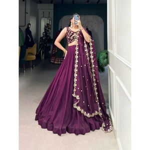 Tenue ethnique indienne Fashionharbour Readymade Lehenga Choli Set Bollywood Style Organza cousu pour les mariages, les fêtes et les réceptions - Product Image 2
