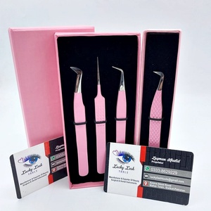 Pince à épiler solide en acier inoxydable pour extension de cils Pointe en fibre rose Grande quantité Marque privée Pince à épiler durable pour faux cils - Product Image 6