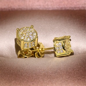 Pendientes de Plata Bañados en Oro para Niños Yi Sugar, con Diamantes de Imitación, Joyería para Orejas, Superventas Transfronterizos - Product Image 2