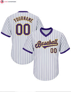 Logotipo cosido personalizado, nombre y número, cuello en V, camiseta de béisbol para hombres, mujeres, jóvenes, ropa deportiva transpirable a rayas - Product Image 2