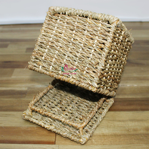 Caja de pañuelos de paja tejida, artesanía natural hecha a mano, decoración ecológica para el hogar, Vietnam - Product Image 2