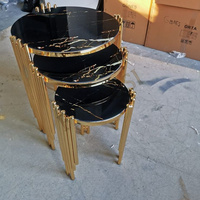 Ensemble de 3 tables d'appoint gigognes modernes en métal doré pour petit appartement, villa, salon, chambre, école - Foshan