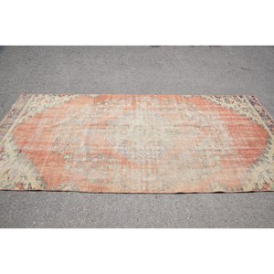 Alfombra de lana Vintage naranja y Beige de 4,3x9,6 pies, alfombra de felpa de estilo Patchwork, patrón de pasillo rectangular, respaldo de látex de 10mm de espesor - Product Image 3