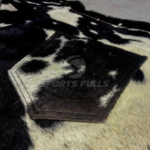 Authentic SPORTS FULL Men Handmade Custom Color Hair-on Cowhide Real Calf Hair Leather Shorts Quick Dry <b>Button</b> Fly Mid Waist - Product Image 2