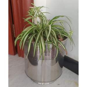 Maceta moderna y elegante de acero plateado para flores artificiales para decoración de jardín - Product Image 1