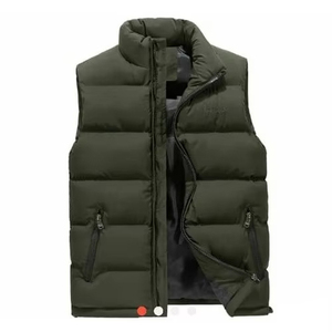 Gilet chaud d'hiver pour hommes coupe-vent isolé avec capuche matelassée veste à bulles sans manches en nylon avec fermeture à glissière - Product Image 4