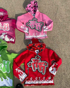 Fabricant personnalisé délavé à l'acide unisexe broderie ample Streetwear hiver 500 Gsm Terry lourd sweats à capuche zippés - Product Image 4