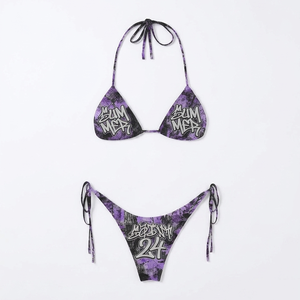 Premium 220 GSM nylon spandex <b>bikini</b> <b>set</b> brown tie side triangle top custom heat transfer logo Women <b>Bikini</b> <b>Set</b> - Product Image 5