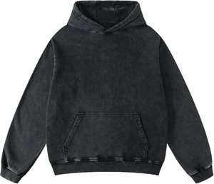 Sudaderas con Capucha Extra Grandes para Hombre, Lavado Ácido, 100% Algodón, Corte Regular, Forro Polar Impermeable, Estilo Urbano, Diseño Sólido, para Invierno - Product Image 1