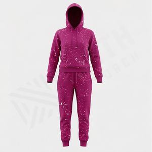 Vêtements de sport pour femmes en coton en deux pièces en gros, logo personnalisé, ensembles de survêtements de fitness avec fermeture éclair, motifs de personnages, salle de sport - Product Image 1