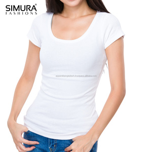 T-shirt à manches courtes col en V uni de haute qualité pour femmes SIMURA, 100% coton biologique, coupe classique, décontracté, à porter au printemps et en été - Product Image 4