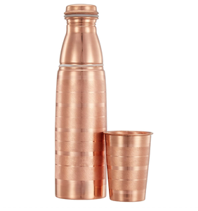 Ensemble de gourdes en cuivre avec verre 950 ml – Doublure 100 % cuivre – Ensemble de gourdes en cuivre anti-fuite et antirouille 950 ml - Product Image 3