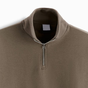 Sweat-shirt en coton polaire à col zippé pour hommes avec logo personnalisé Dernier modèle vierge uni Motif imprimé en gros - Product Image 2