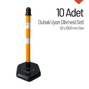 เสาเตือนภัย PVC และ HDPE สีเหลือง 10 ชิ้น พร้อมทุ่นสะท้อนแสง 2 ด้าน - ขนาด 100 x 6 ซม. สำหรับความปลอดภัยทางถนน - Product Image 4