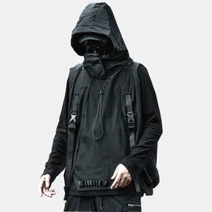 Custom Logo Dark ninja series techwear tactical oem vest streetwear black new design 2023 plus sizes vests for men