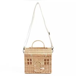 Bolsa con cable en forma de casa inteligente, bolso decorativo colorido, producto de ratán - Product Image 4