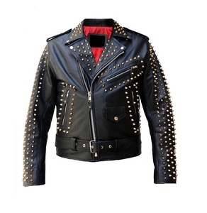 Veste en cuir pour femme sur mesure, motif uni, avec rivets dorés et décoration de nom, veste de moto tendance pour filles - Product Image 2