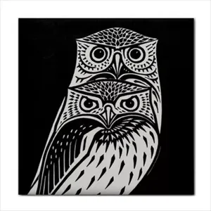 Dosseret décoratif Julie De Graag Art Deux hiboux Carreaux de céramique Accent mural - Product Image 1