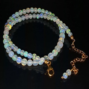 18K Gold Vermeil Natural Ethiopian Fire <b>Opal</b> Bead Necklace 100% Handmade Smooth Luxury Wedding 6mm Strand Beaded <b>Gift</b> - Product Image 3