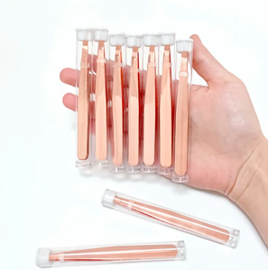 Vente en gros 1.5mm ANAAIF pince à sourcils personnalisée Logo privé pince à sourcils Super Grip noir rose métal épais inoxydable pointu - Product Image 2