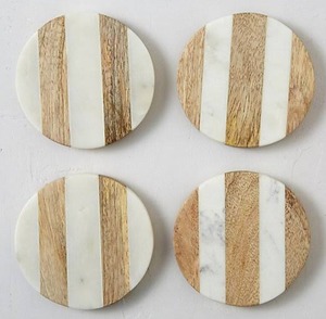 Ensemble de sous-verres et d'assiettes à thé en marbre en bois faits à la main de qualité supérieure conçus pour servir du café et du thé élégants dans les maisons, les bureaux et les hôtels - Product Image 4