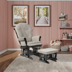 Silla Mecedora de Madera Maciza de Diseño Antiguo con Otomana para Guardería, Alimentación de Bebés, Dormitorio, Hotel, Uso en Exteriores y Escuela - Product Image 6