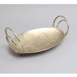 Double Stand Aluminum Gold Rectangle <b>Tray</b> Elegant Dinnerware <b>Serving</b> <b>Tray</b> for Weddings and Ramadan Dinners Premium Design - Product Image 3