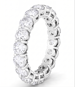 Bague d'éternité en diamant, coupe princesse, bijoux fins classiques, bague de fiançailles - Product Image 2