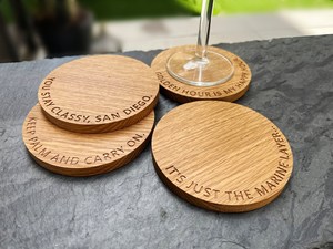 Handcrafted Wood 4 Inch <b>Round</b> <b>Coasters</b> Set of 4 for Home and Kitchen Dinnerware Mats & Pads with Customized Design - Product Image 6