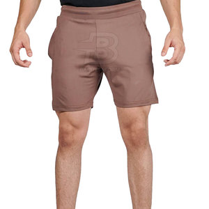 Shorts de sport pour hommes en polyester respirant de haute qualité, style décontracté ajusté, taille mi-haute, motif uni, service OEM disponible - Product Image 1