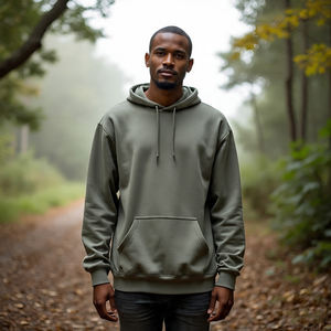 Acid Wash Drop Shoulder Hoodie Men's Pullover Vintage Oversize Stone Wash Hoodie Men Heavyweight 450GSM Acid Wash Hoodie Mens - Product Image 4