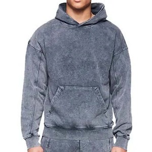 Vente en gros 2025 ensembles de vêtements de sport pour hommes 100% coton délavé à l'acide coupe ajustée pull à capuche pantalon survêtement imprimé lourd 2 - Product Image 6