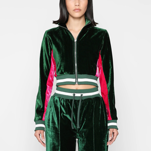 Nuevo Conjunto de Dos Piezas para Mujer, Otoño, con Apliques de Pedrería, Terciopelo Antibacterial, Capucha, Diseño a Cuadros, Poliéster/Algodón, Cierre de Cremallera, 220g - Product Image 3