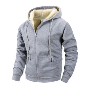 เสื้อฮู้ดซิปรูดซิปหน้าผู้ชาย, ผ้าฝ้าย100% ขนแกะอบอุ่นกันลมลำลองกีฬาแขนยาวฤดูหนาว - Product Image 1