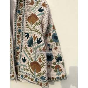 Handmade Reversible Suzani Embroidered <b>Jacket</b> Women's Autumn/Winter Outerwear Cotton Filling Varsity Style <b>Suede</b> Kantha Quilt - Product Image 3