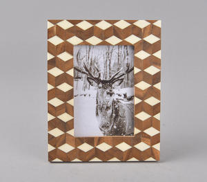 Luxury Handmade Bone Horn MDF <b>Photo</b> <b>Frame</b> Brown Ivory Color Contrast Geometric Pattern High Quality Finish Contemporary Home - Product Image 3