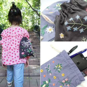 Sac en lin brodé à la main avec broderie de différentes couleurs sac à dos en lin 100% doux lavé OEM fabriqué au Vietnam - Product Image 3