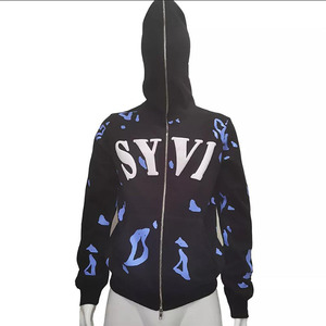 Sudadera con capucha de algodón oversize para hombre al por mayor Tela de primera calidad Sudadera con capucha cremallera completa de color fácil de personalizar. - Product Image 1