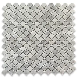 C991XH คารารากระเบื้องโมเสคหินอ่อนแบบพัดขนาดเล็กสีขาวผลิตภัณฑ์กระเบื้องโมเสค - Product Image 1