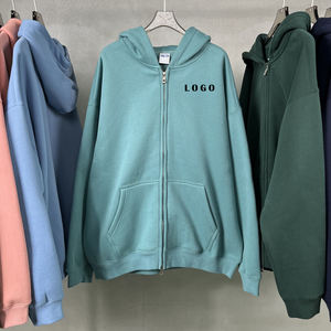 Peso pesado 350g 52% algodón 48% poliéster Pareja Ropa Tallas grandes Puff Impresión Hombres Zip up Hoodies DDP Envío - Product Image 2
