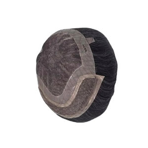 Perruque en cheveux humains à dentelle frontale mono, cheveux chinois vierges Remy, patchs de cheveux, lisses crépus, vague profonde, 1b+gris - Product Image 2