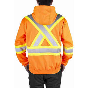 Sudadera CON CAPUCHA DE SEGURIDAD reflectante de alta visibilidad personalizada OEM para hombres Ropa de trabajo a precio de fábrica con rayas reflectantes de material de poliéster - Product Image 3