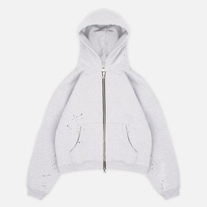 เสื้อกันหนาวมีฮู้ดสำหรับผู้ชายผ้าฝ้าย100% สีเทาเสื้อมีซิปพิมพ์ลายดิจิตอลโลโก้ตามสั่งสำหรับฤดูหนาว - Product Image 6