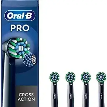 Oral-B Pro Cross Action Elektrische Tandenborstelkop, En Schuine Borstelharen Voor Diepere Verwijdering, Verpakking Van 4 Tandenborstelkoppen, Wit