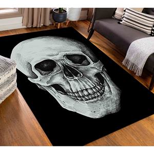 <b>Skull</b> Rug: Black Loft <b>Decor</b>, Modern Gothic Home Accent,With Pile Soft Rug - Product Image 4