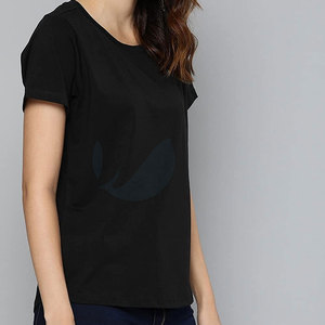 OEM เสื้อยืดลำลองแขนครึ่งแขนสำหรับผู้หญิงใส่ในฤดูร้อนพิมพ์ลายตามสั่งผ้าฝ้ายระบายอากาศได้ผ้าไหมสีพื้นเรียบเรียบ - Product Image 4