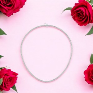 Collier de tennis classique en diamant taille ronde Moissanite E-F/VVS-VS de 12.00 carats 17 pouces fabriqué en or massif 10K,14K,18K - Product Image 3