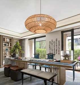 Wholesale Hand Woven Natural Bamboo Rattan <b>Lighting</b> Decor Pendent Hanging Lampshade <b>Cover</b> Cheap - Product Image 5